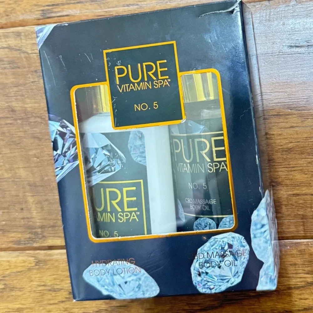 Pure Vitamin Spa No. 5 Duo Hydrating Body Lotion and CBD Massage‎ Body Oil Set